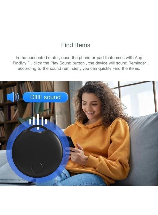 Bluetooth Smart Tracker, Item Locator Compatible with Apple Find My for iOS Only, Replaceable Battery Smart Tag Key Finder for Wallets, Luggage, Suitcases, Car Keys and Passports, Black, 2 Pack - Image 4