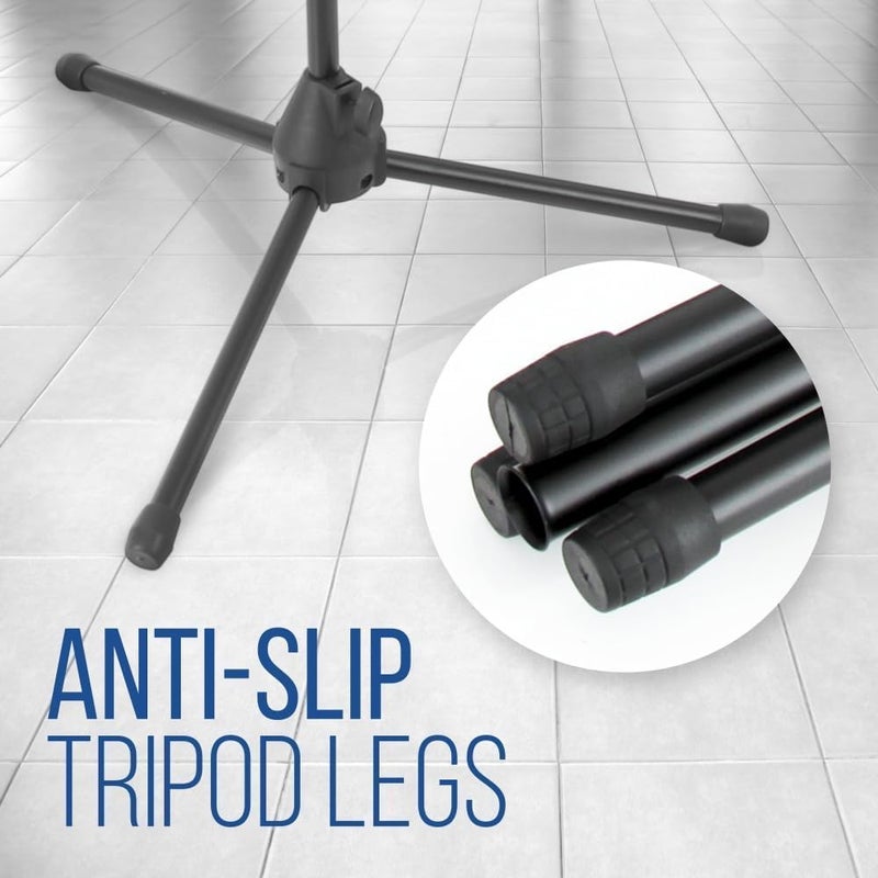 Pyle Foldable Tripod Microphone Stand - Universal Mic Mount and Height Adjustable from 37.5'' to 65.0'' Inch High w/ Extending Telescoping Boom Arm Up to 28.0'' - Knob Tension Lock Mechanism PMKS3 - Image 2