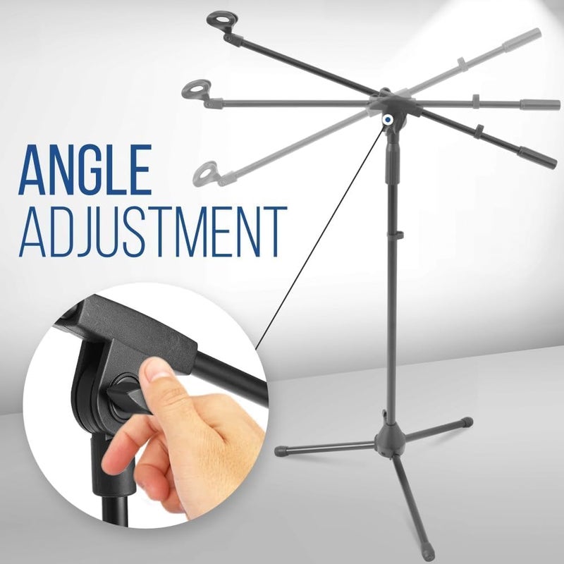 Pyle Foldable Tripod Microphone Stand - Universal Mic Mount and Height Adjustable from 37.5'' to 65.0'' Inch High w/ Extending Telescoping Boom Arm Up to 28.0'' - Knob Tension Lock Mechanism PMKS3 - Image 3