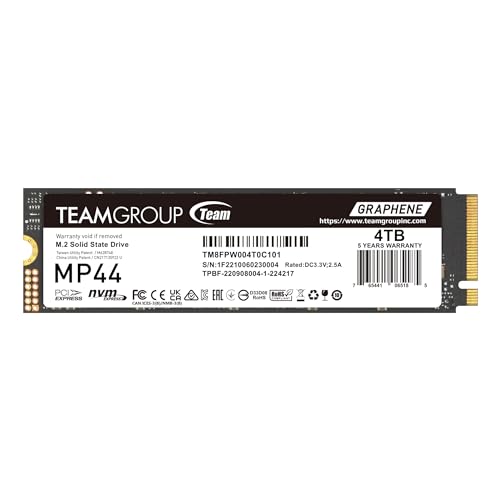 TEAMGROUP MP44 4TB SLC Cache Gen4x4 M.2 2280 PCIe 4.0 with NVMe Laptop, Desktop SSD Solid State Drive R/W Speed up to 7000/6000MB/s TM8FPW004T0C101 - Image 1