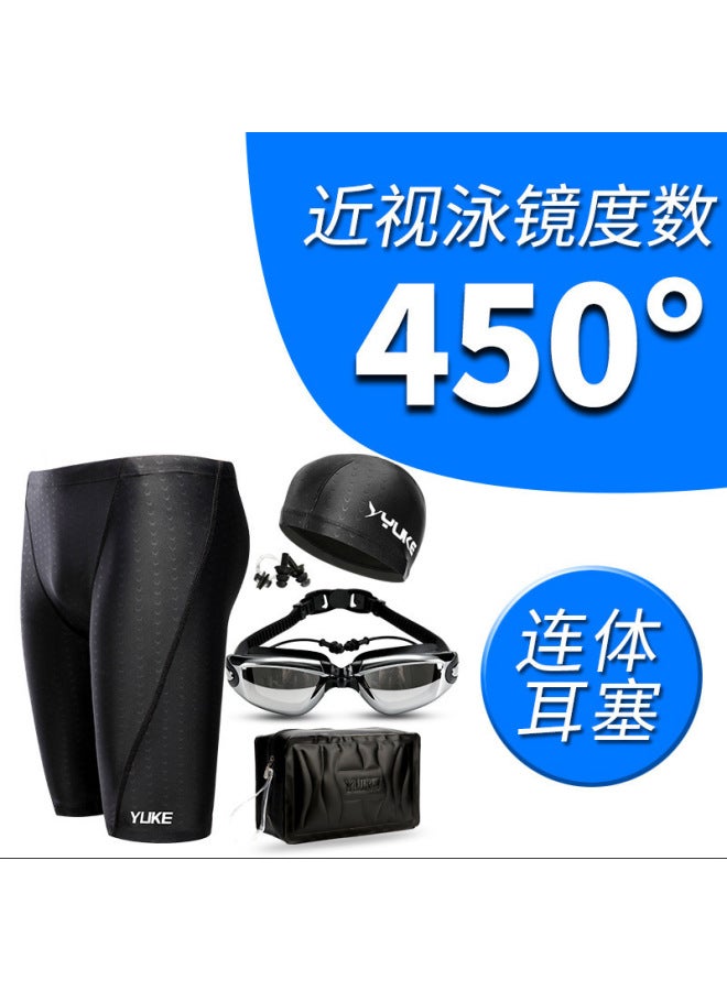 Swimming Trunks Boxer Men's Hot Spring Pants Plus Size Loose Swimwear Men's Fashion Goggles Swimming Cap Suit Swimwear
