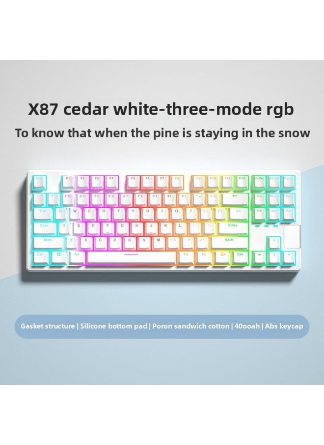 Generic - Crystal Axis X87RGB Wireless Mechanical Keyboard Ice Spirit Three-mode Bluetooth Customized Hot Plug Code Word Transparent-Colour:Jellyfish Axis-38g Fully Transparent Linear Axis/early Bottom-x87 Cedar White Three-mode Wireless Rgb Backlight Full-key Hot-swappable Music Rhythm-official Standard - Image 1