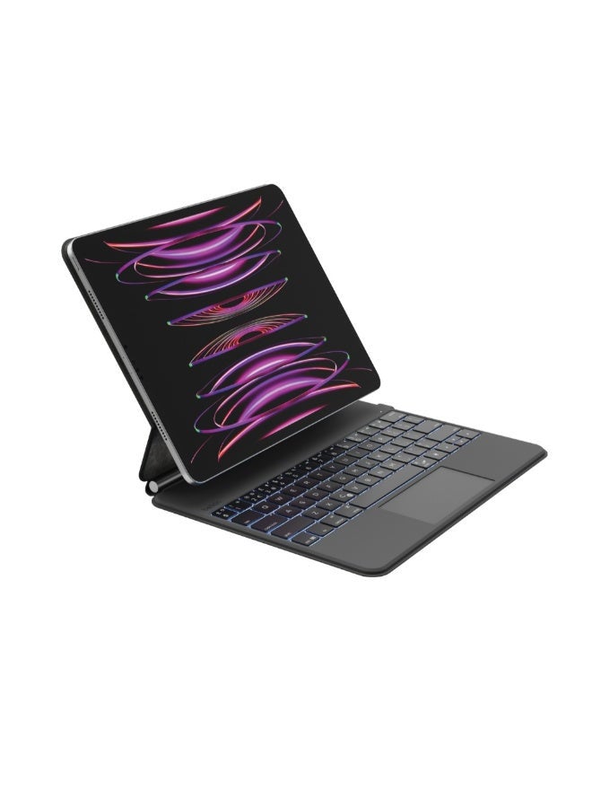 بيلكين حافظة لوحة المفاتيح Connect مع حامل مغناطيسي لجهاز Apple iPad Pro 12.9 بوصة (6/5/4/3 Gen) - 64 مفتاحًا، بلوتوث، إضاءة خلفية، نحيفة وخفيفة الوزن، تنبيه/غفو تلقائي، عمر بطارية طويل - لوحة مفاتيح بريطانية - - Image 1