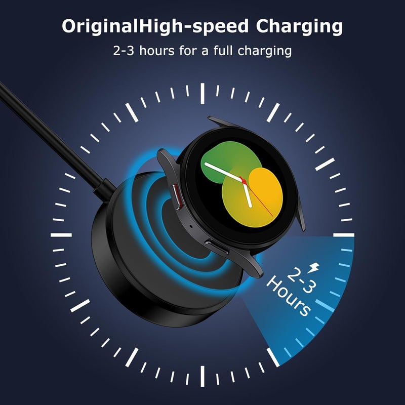شاحن USB C لساعة Samsung Galaxy Watch 8/8 Classic/7/6 Classic/6/5 Pro/5/4/4 Classic/3/Active 2/Active 1، بالإضافة إلى شاحن مغناطيسي لاسلكي للساعة مع كابل من نوع Type-C بطول 0.9 متر. - Image 3