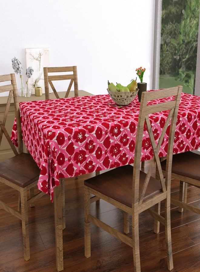 BLOCKS OF INDIA Cotton Hand Block Print Rectangular Table Cloth for 4 Seater Dining Table (46 Inch X 60 Inch) (Pink Flower) - Image 2