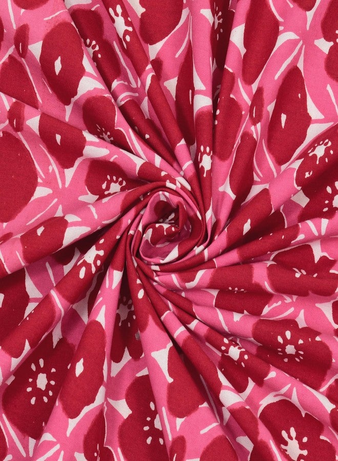 BLOCKS OF INDIA Cotton Hand Block Print Rectangular Table Cloth for 4 Seater Dining Table (46 Inch X 60 Inch) (Pink Flower) - Image 4