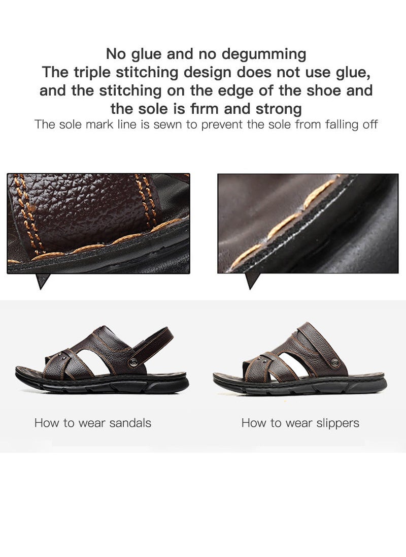 Sharpdo - Summer Leather Men'S Dual Purpose Slippers - Image 1