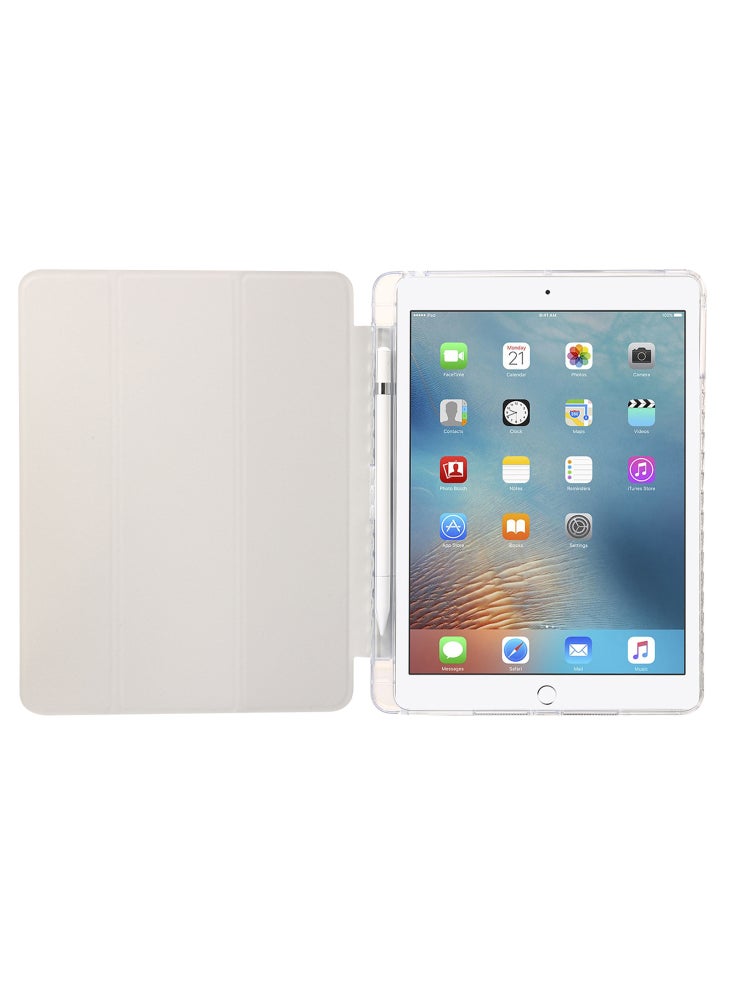 حافظة ثلاثية الطي مع حامل لجهاز iPad Air (2013)/Air 2/iPad 9.7 بوصة (2017)/(2018) مصنوعة من جلد البولي يوريثان + غطاء أكريليك شفاف - أخضر مائل إلى الأسود - Image 5