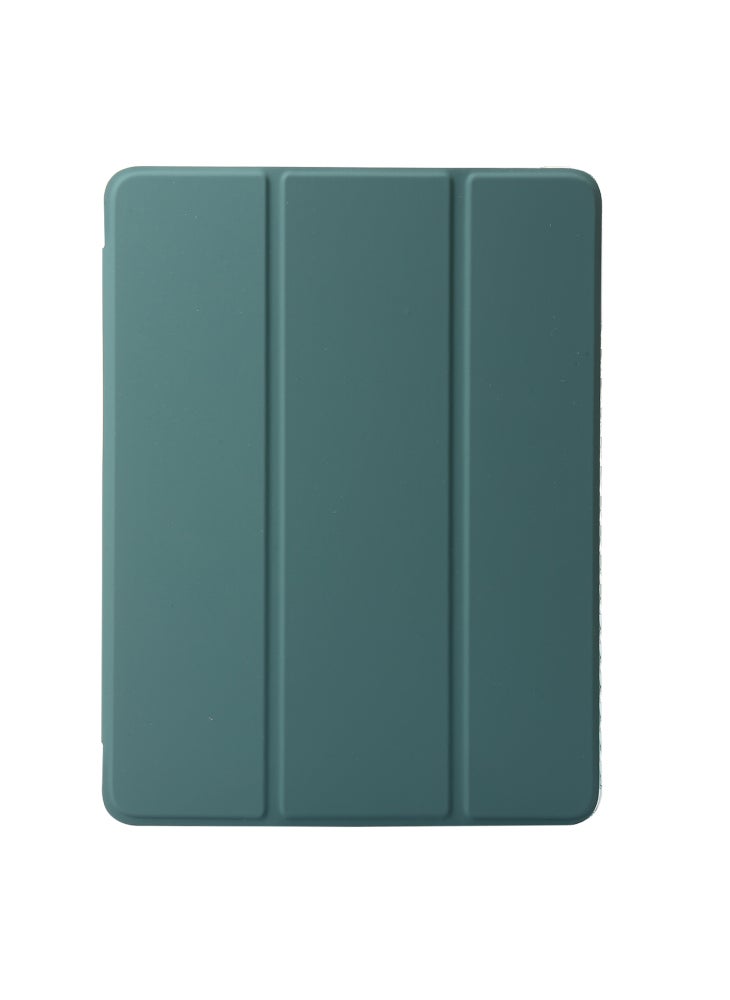 حافظة ثلاثية الطي مع حامل لجهاز iPad Air (2013)/Air 2/iPad 9.7 بوصة (2017)/(2018) مصنوعة من جلد البولي يوريثان + غطاء أكريليك شفاف - أخضر مائل إلى الأسود - Image 2