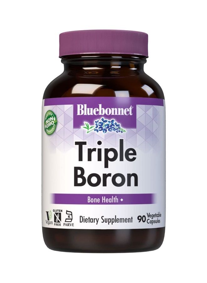 BlueBonnet Triple Boron Vegetarian Capsules 3 mg, White, 90 Count - Image 1
