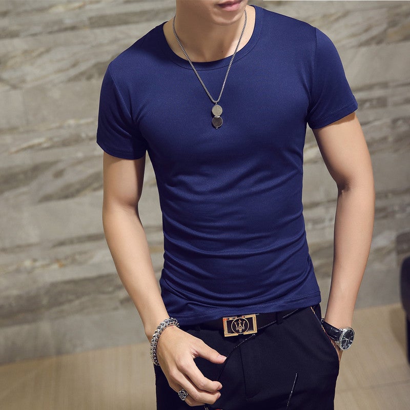 Men'S Ins Japanese T-Shirt Short-Sleeved Summer Loose Solid Color Base Shirt T-Shirt Teenager Round Neck T-Shirt - Image 5