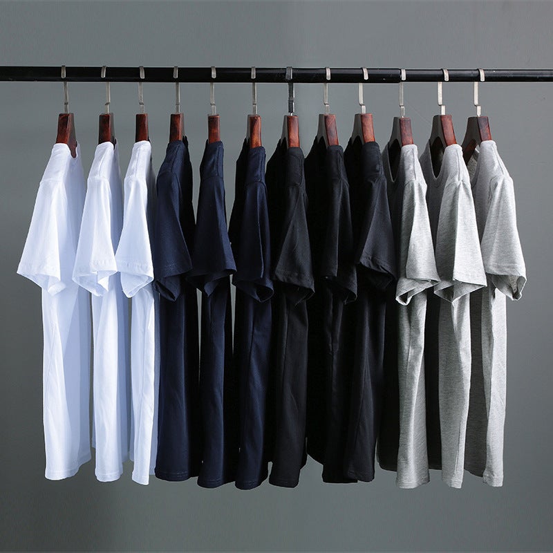 Men'S Ins Japanese T-Shirt Short-Sleeved Summer Loose Solid Color Base Shirt T-Shirt Teenager Round Neck T-Shirt - Image 2