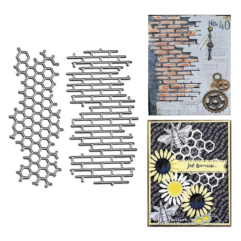 MESYGK Metal Brick Irregular Net Honeycomb Die Cuts Wall Net Cutting Dies Embossing Stencils Template Mould for Card Making Decoration and DIY Scrapbooking Album