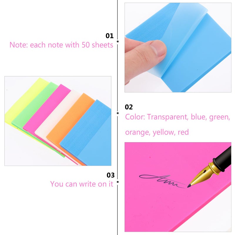 Self Stick Notes 75x75mm 6 Colors 50 Sheets Each Reusable Bright Memo Pads Office School Reminder - Image 4