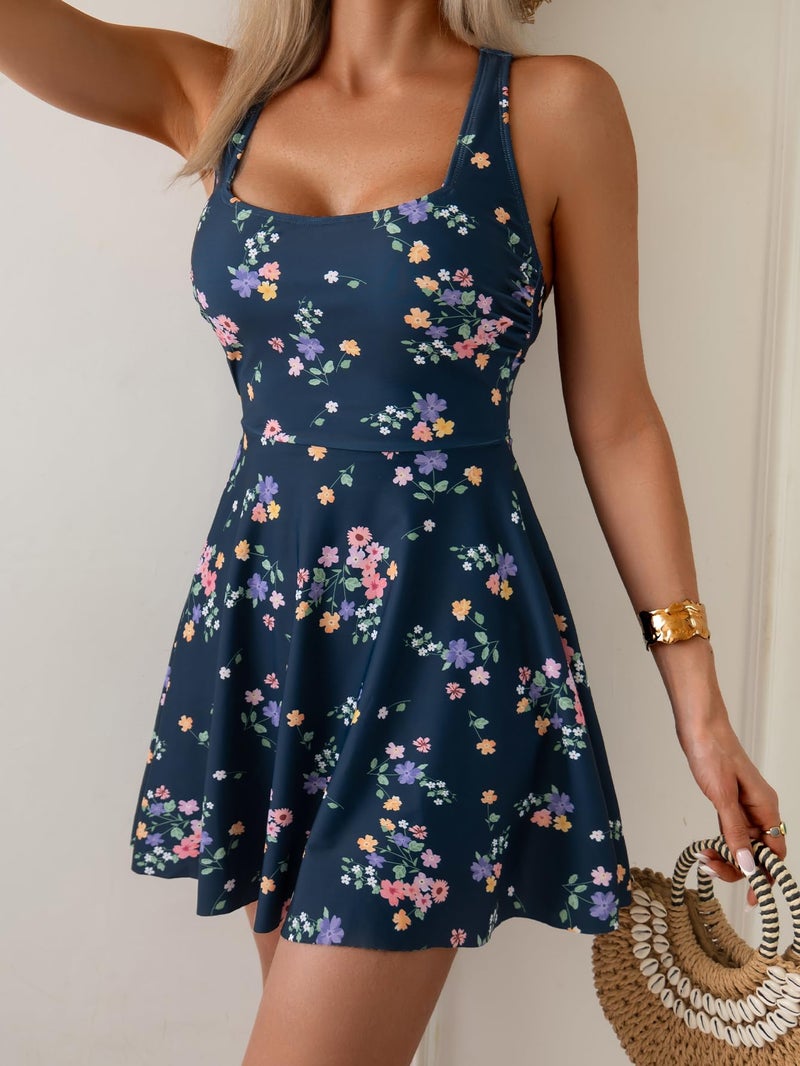 B2prity Women's One Piece Swimdress Swimsuit Tummy Control Swim Dress Modest Full Coverage Bathing Suit with Side Pocket - Image 4