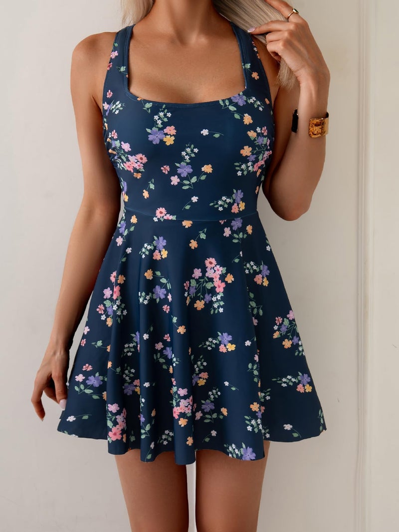 B2prity Women's One Piece Swimdress Swimsuit Tummy Control Swim Dress Modest Full Coverage Bathing Suit with Side Pocket - Image 5