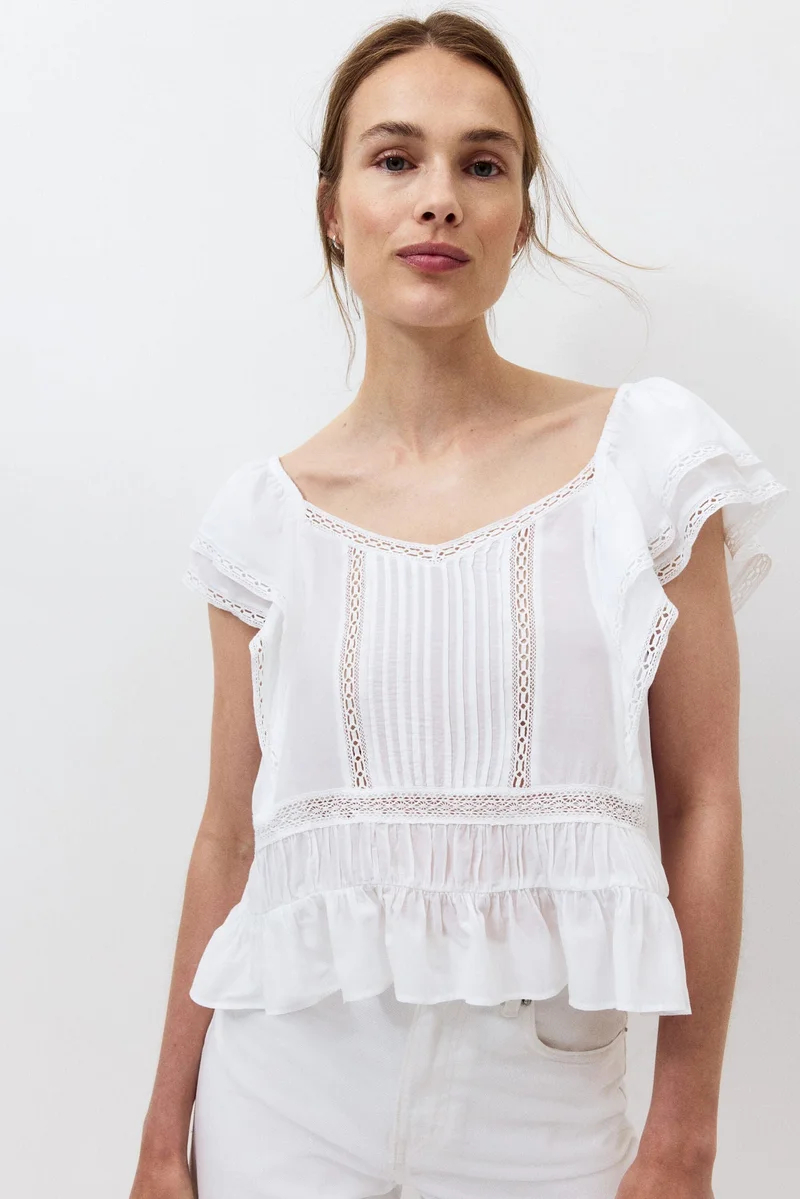H&M MAMA Lace-trimmed nursing blouse