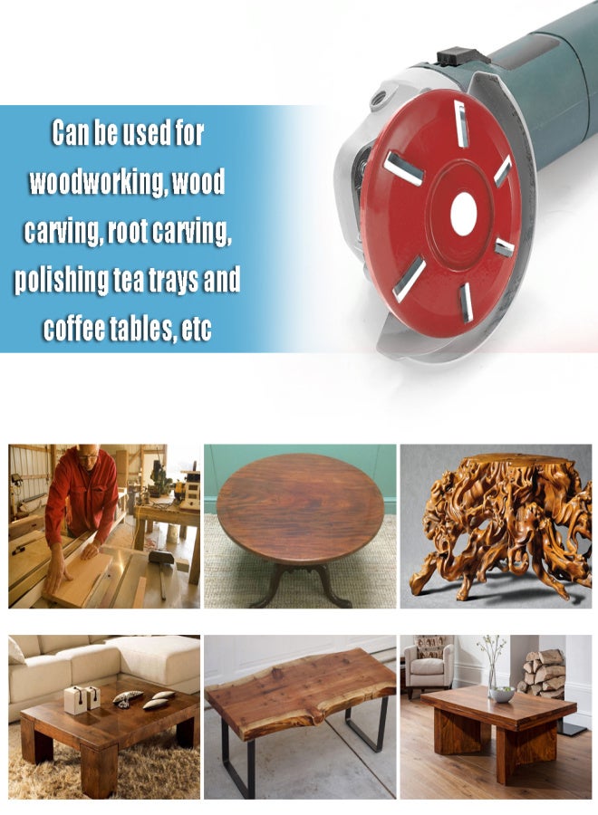 Six-tooth Power Wood Carving Disc Tool Milling Cutter for 16mm Aperture Angle Grinder - Image 2