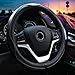 Valleycomfy Steering Wheel Covers Universal 15 inch Genuine Leather Breathable Anti Slip Odor Free Black with Black Lines M14 1215 14 - Image 2