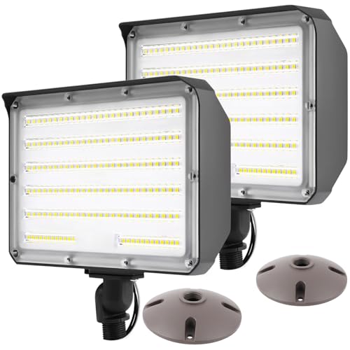 WHLED 2Pack Dusk to Dawn Outdoor 100W LED Flood Light with Knuckle (Plate Included), 14000LM 1000W Equiv., 100-277V 5000K, ETL Commercial Waterproof LED Floodlight Fixture, Security Lighting for Parking Lot - Image 1