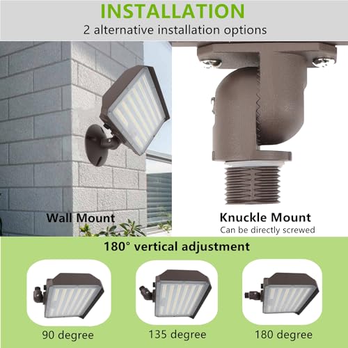 WHLED 2Pack Dusk to Dawn Outdoor 100W LED Flood Light with Knuckle (Plate Included), 14000LM 1000W Equiv., 100-277V 5000K, ETL Commercial Waterproof LED Floodlight Fixture, Security Lighting for Parking Lot - Image 5