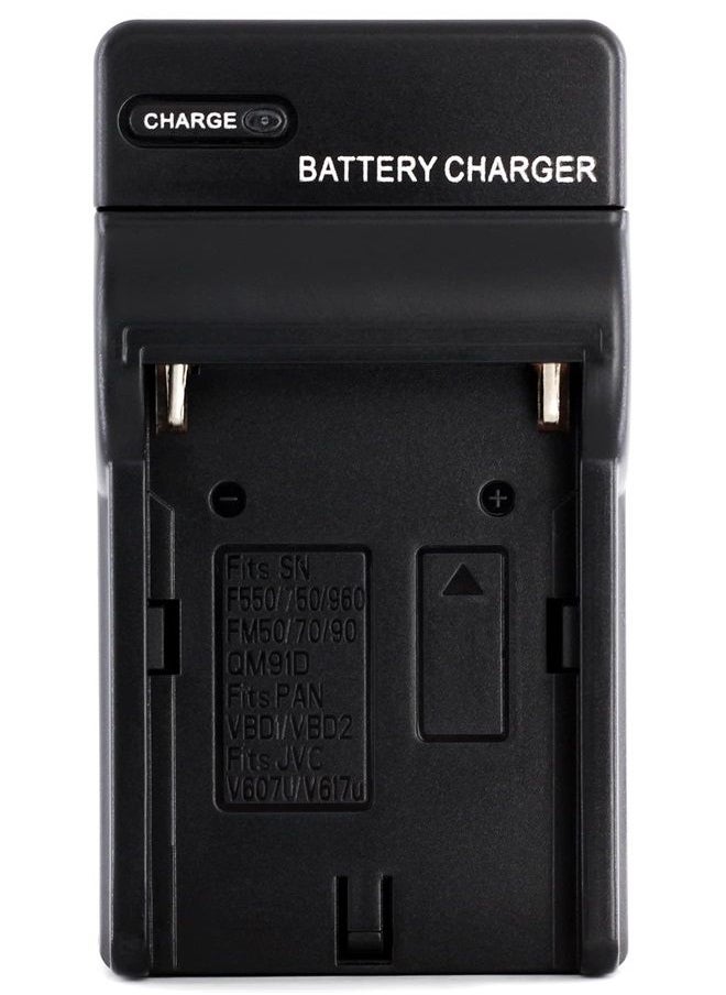 Norifon - NP-FM50 Charger for Sony CCD-TRV308, CCD-TRV138, CCD-TRV328, DSLR-A350, DSLR-A100, DSLR-A200, DSR-PD170, DSR-PD150, HVR-Z5U, HVR-Z1U, MVC-CD400 and More with Foldable Plug - Image 1