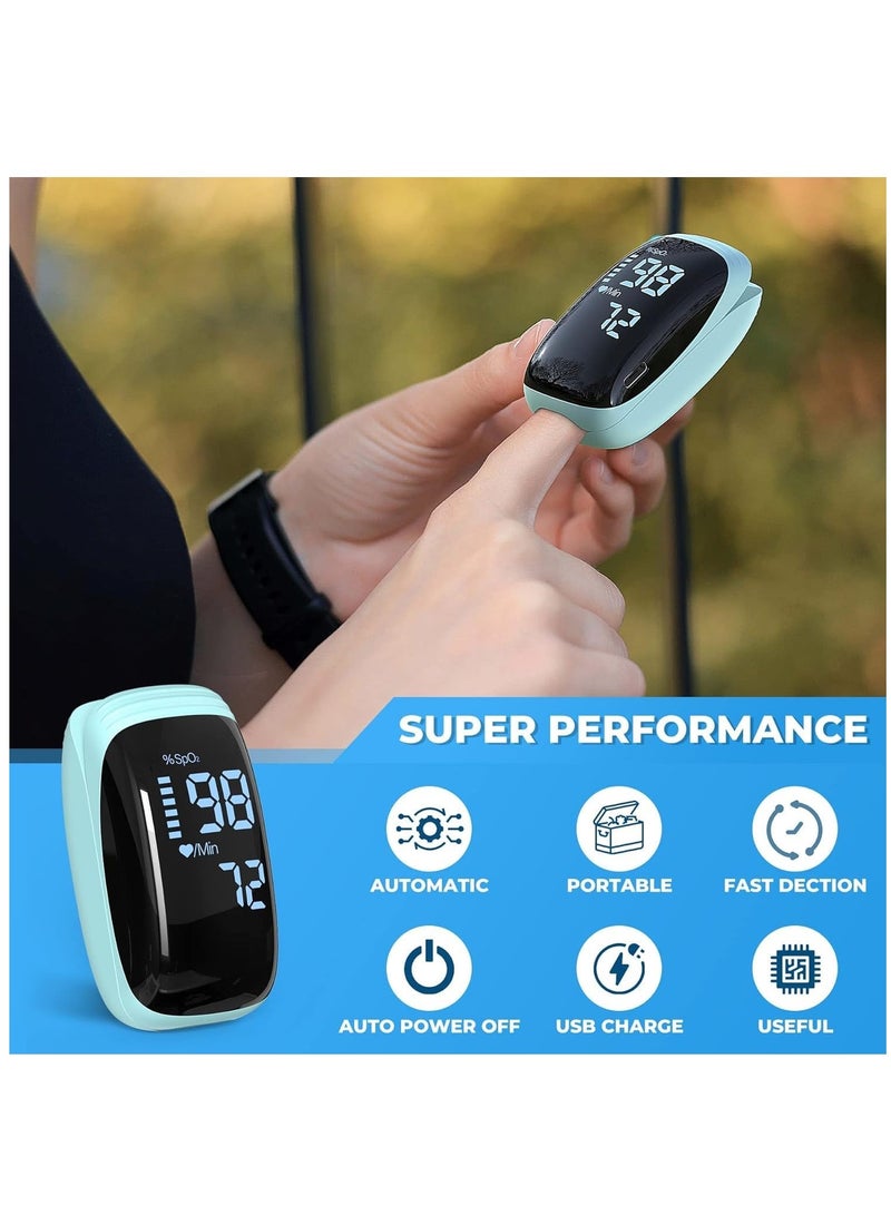 Furtey Fingertip Pulse Oximeter Oxygen Meter Finger Blood Oxygen Saturation with Lanyard Pulse Monitor Rechargeable Spo2 Reading for Home Outdoor Sports  - Image 2