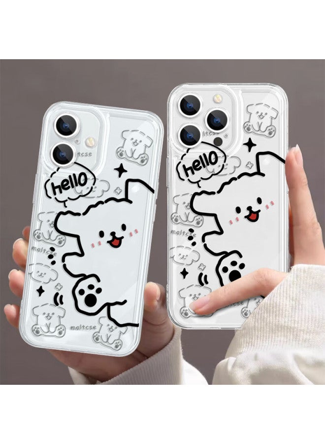 Inkaida Yingkaida Iphone 16 Pro Case, Full Camera Protection, Shockproof, Skin-friendly, For Men And Women, Transparent With Striped Dog Design, Includes Lanyard - Image 2