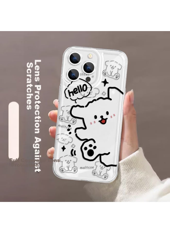 Inkaida Yingkaida Iphone 16 Pro Case, Full Camera Protection, Shockproof, Skin-friendly, For Men And Women, Transparent With Striped Dog Design, Includes Lanyard - Image 5