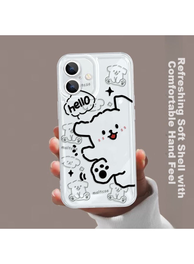 Inkaida Yingkaida Iphone 16 Pro Case, Full Camera Protection, Shockproof, Skin-friendly, For Men And Women, Transparent With Striped Dog Design, Includes Lanyard - Image 3
