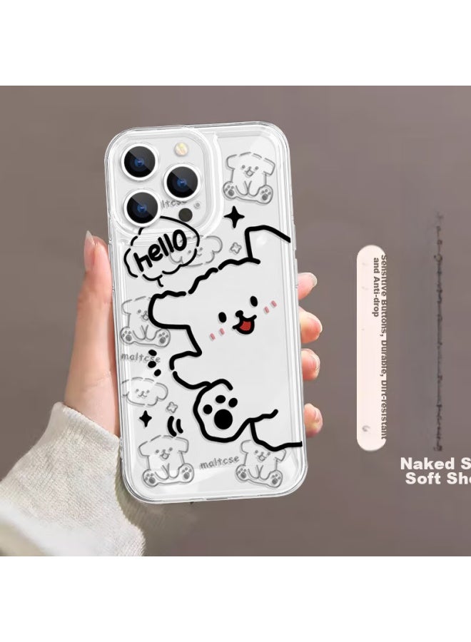 Inkaida Yingkaida Iphone 16 Pro Case, Full Camera Protection, Shockproof, Skin-friendly, For Men And Women, Transparent With Striped Dog Design, Includes Lanyard - Image 4