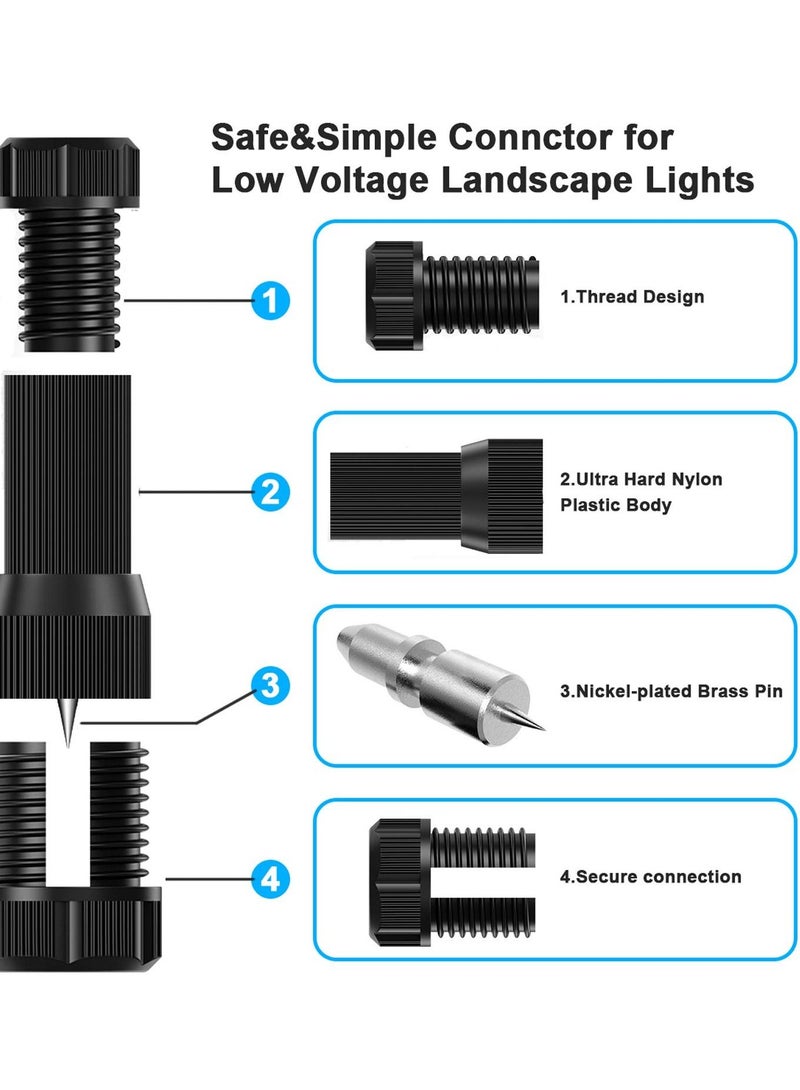 Excefore Low Voltage Wire Connectors AC 13V, Waterproof Landscape Lighting Connectors for 12/2 14/2 Gauge Cable, Ideal for Outdoor Path Lights, Spotlights, In-Ground Lights(Set of 10) - Image 2