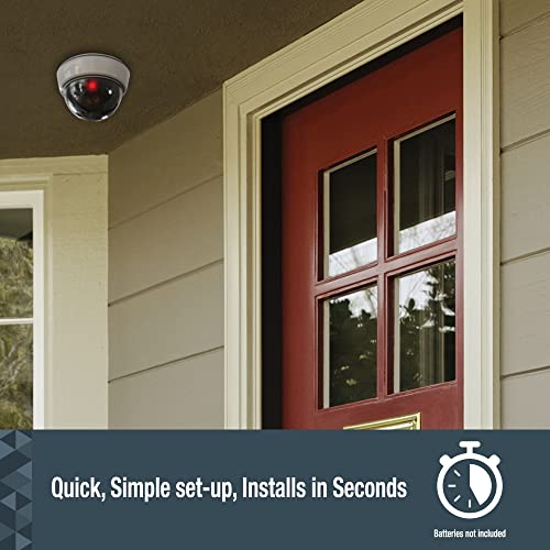 SABRE Fake Dome Security Camera, Flashing Red Light For Nighttime Visibility, Realistic Design Deters Intruders, Battery Operated, No Wiring Required, Fake Dummy Camera, White - Image 5