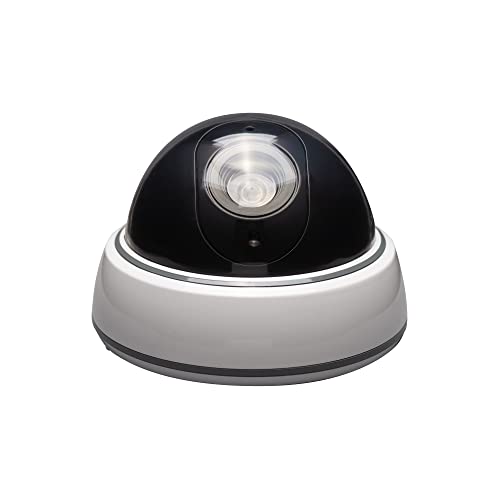 SABRE Fake Dome Security Camera, Flashing Red Light For Nighttime Visibility, Realistic Design Deters Intruders, Battery Operated, No Wiring Required, Fake Dummy Camera, White - Image 1