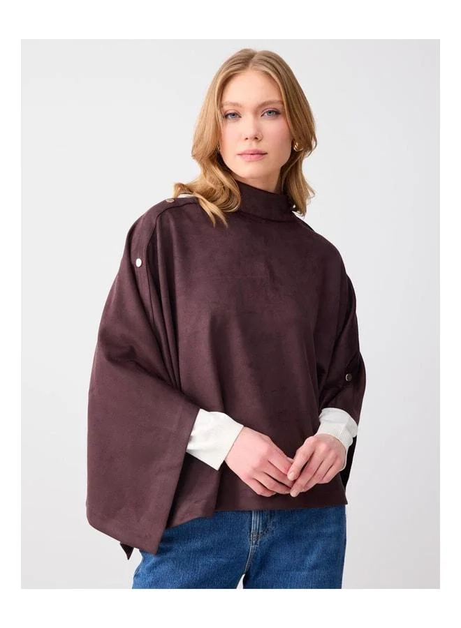 Jimmy Key Bitter Coffee Comfortable Fit Straight Collar Poncho.