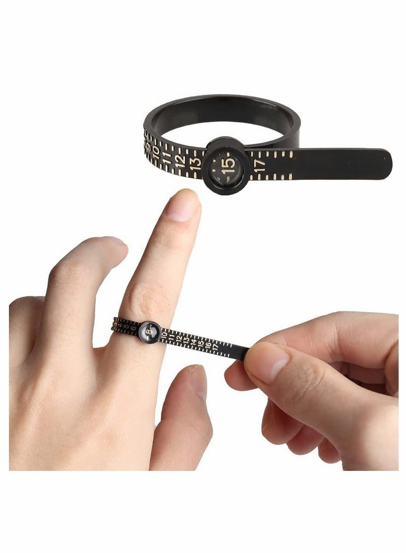 Ring Size Ruler, Ring Sizer Measurement Tool, Finger Size Gauge with Magnifying Glass, Plastic Finger Belt 1-17 US Size for Jewelry Marking (3Pcs) - Image 1