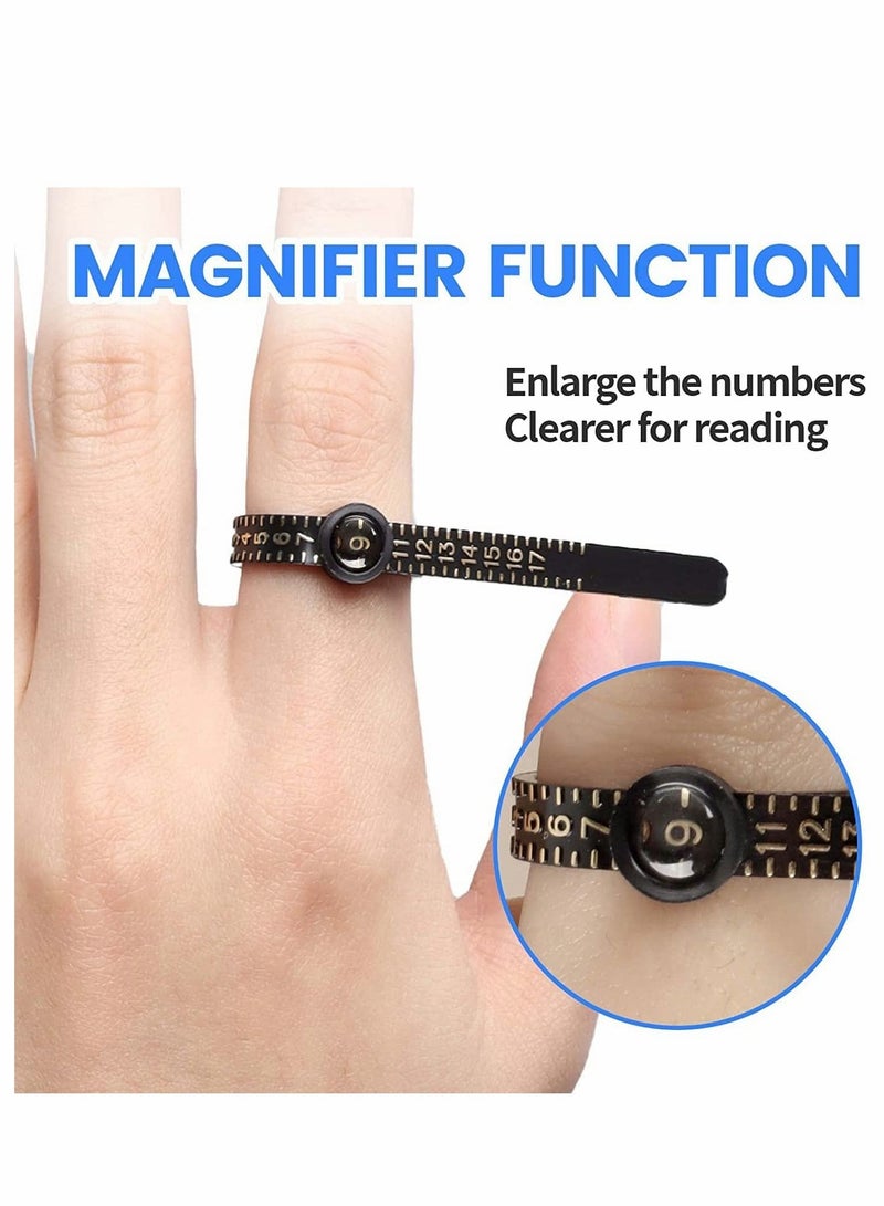 Ring Size Ruler, Ring Sizer Measurement Tool, Finger Size Gauge with Magnifying Glass, Plastic Finger Belt 1-17 US Size for Jewelry Marking (3Pcs) - Image 2