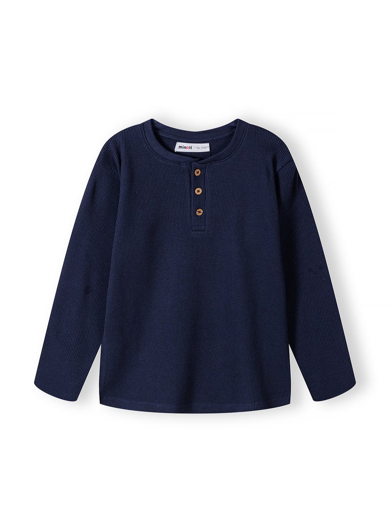 MINOTI Kids Long Sleeve Henley Top with Buttons - Image 1