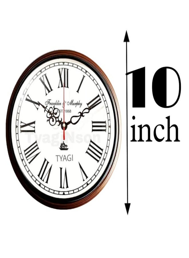 TYAGI Wooden Wall Clock Antique Office Home Decor handicrafts Items Wedding Gift Bedroom Living Room Wall Clock Colour Brown 10 inch - Image 2