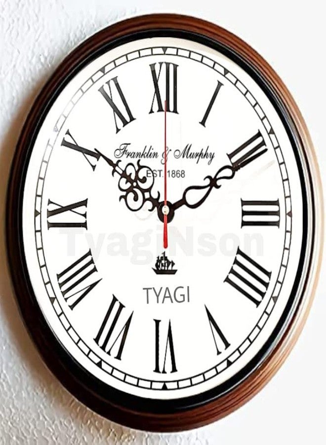 TYAGI Wooden Wall Clock Antique Office Home Decor handicrafts Items Wedding Gift Bedroom Living Room Wall Clock Colour Brown 10 inch - Image 1