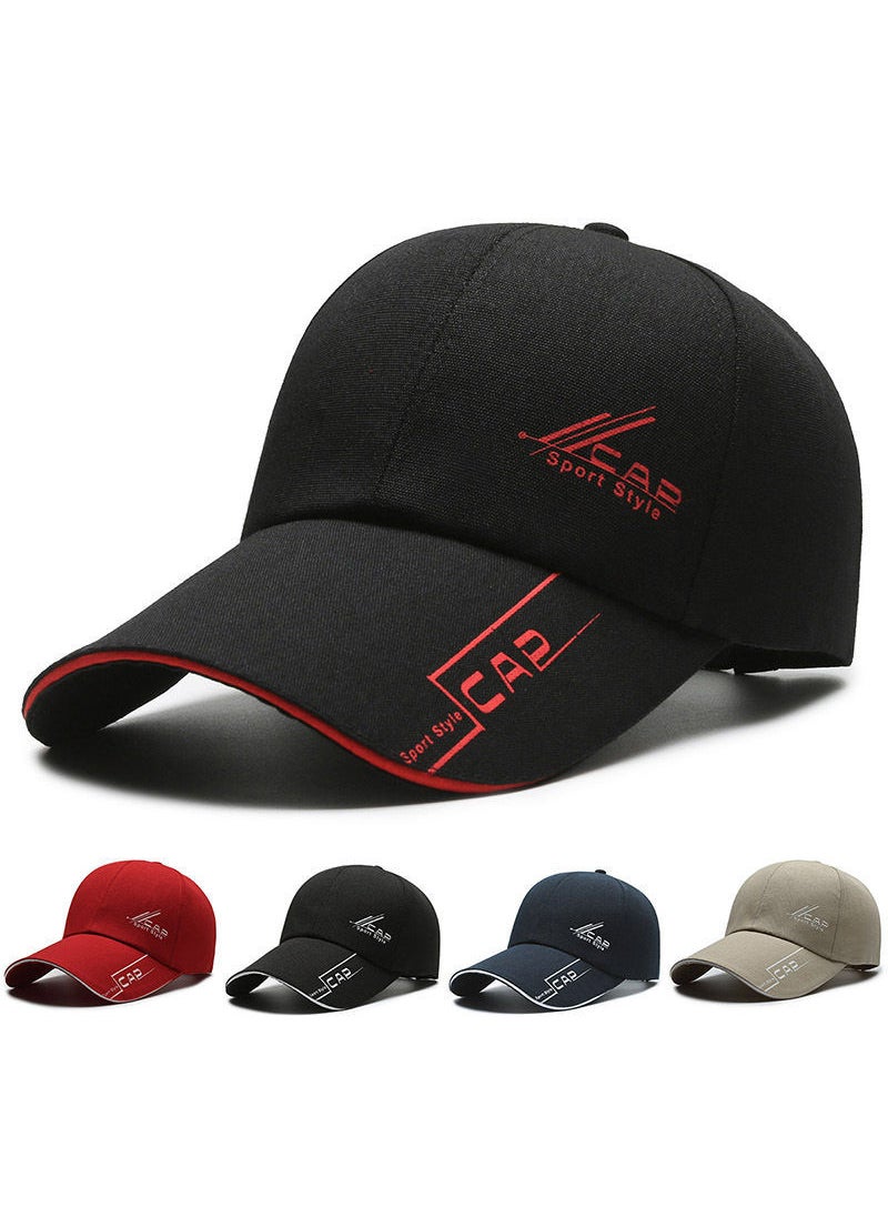 Generic Unisex Baseball Cap Long Brim Sun Protection black red  - Image 2