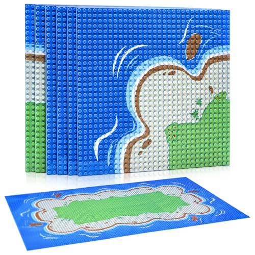 Peohud 6 Pack Island Building Block Base Plates 10 x 10 Inch Classic Baseplates for Beach Compatible with All Major Brands and Activity Table Great for Island and Water Landscapes - Image 1