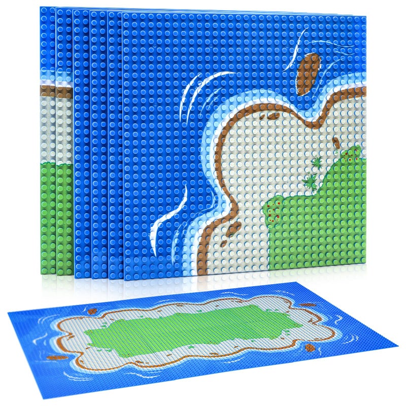 Peohud 6 Pack Island Building Block Base Plates 10 x 10 Inch Classic Baseplates for Beach Compatible with All Major Brands and Activity Table Great for Island and Water Landscapes - Image 3