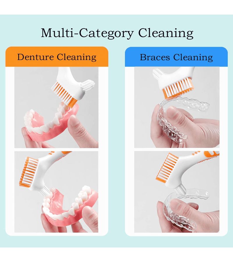 5pcs Double Headed Toothbrush Set Premium Nylon Bristles For Denture Cleaning Deep Clean Multi Layer Double Sided Color Random - Image 5