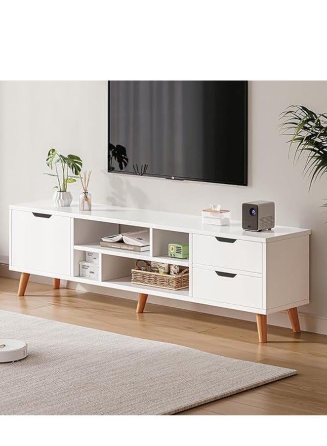 Generic TV Cabinet TV Stand Coffe Table with Drawer and Shelf Storage TV Entertainment Center with Solid Wood Legs for Office Living Room Bedroom(140*30*38CM) - Image 1
