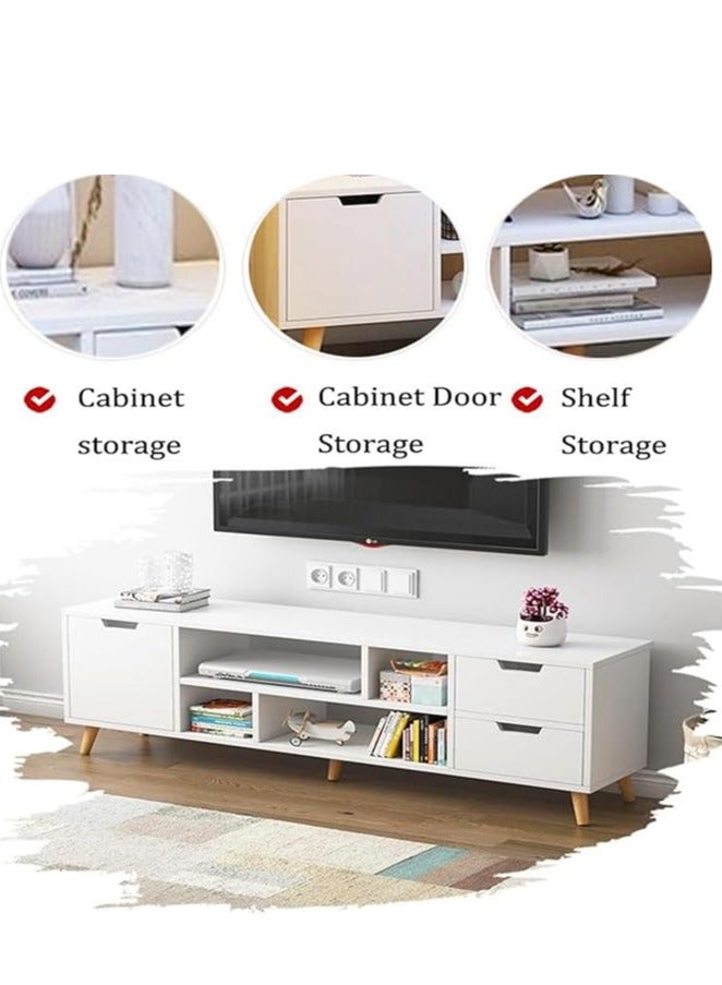 Generic TV Cabinet TV Stand Coffe Table with Drawer and Shelf Storage TV Entertainment Center with Solid Wood Legs for Office Living Room Bedroom(140*30*38CM) - Image 5