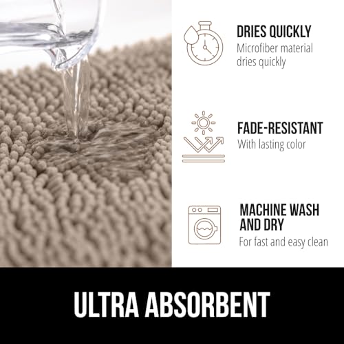 GORILLA GRIP Bath Rug Mat 36x24, Thick Absorbent Chenille, Quick Dry Microfiber Mats, Rubber Backing Washable Shower Floor Rugs, Bathmat Runner, US Designed Bathroom Home Decor Accessories Gray Beige - Image 4