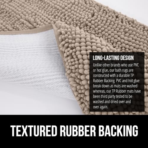 GORILLA GRIP Bath Rug Mat 36x24, Thick Absorbent Chenille, Quick Dry Microfiber Mats, Rubber Backing Washable Shower Floor Rugs, Bathmat Runner, US Designed Bathroom Home Decor Accessories Gray Beige - Image 5