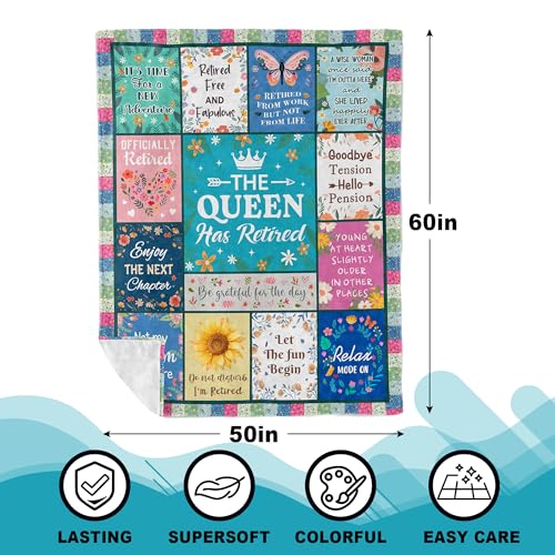 Zolumy Retirement Gift for Woman, Cool Retirement Gifts Women, Retirement Party Decorations, Funny Retired Gifts for Nurse/Teacher/Coworker/Mom, Soft Blanket 60x50in - Image 5