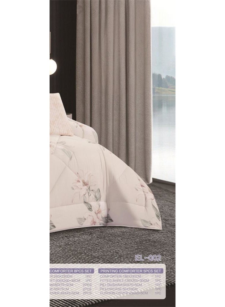 مون طقم لحاف مفرش سرير نفرين ملكي ومريح وناعم 8 قطع مزدوج منقوش مقاس اللحاف 250x230 سم - Image 4